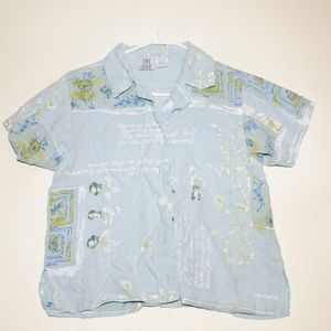 ON QUE womens shirt blouse size Small Linen